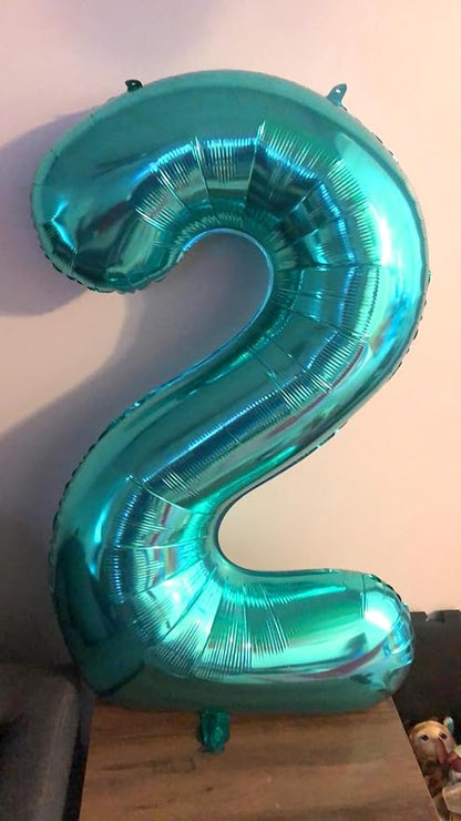 2 Balloon Numbers 40Inch Blue Green Party Decorations - Image 3