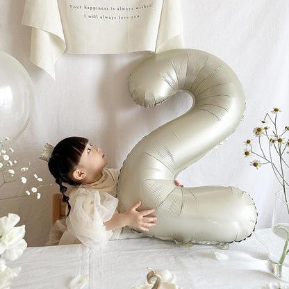 Number 2 Balloon Beige, 40 Inch Large Cream Foil 2 Helium Balloons - Image 7