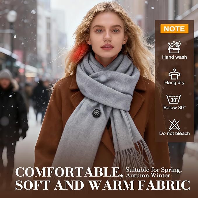 EN'DA professional Heated Scarf for Women and Men with Rechargeable Battery, Winter Electric Scarf for Cold Weather