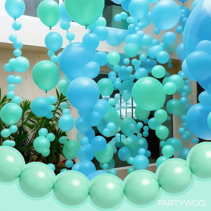 PartyWoo Light Green Linking Balloons 100pcs 6 Inch Mint Link Balloons | - Image 7