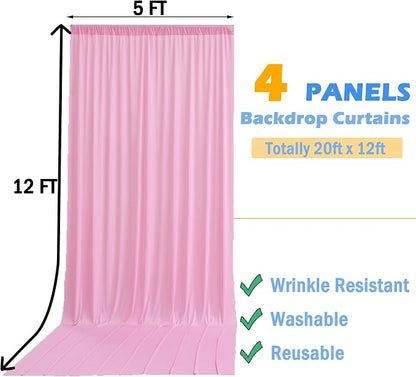 20ft x 12ft Wrinkle Free Pink Backdrop Curtains - Image 7