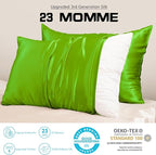 PROMEED 23 Momme Silk Pillowcase 2 Pack with Zipper, 3rd Gen Grade 6A+ 100% Mulberry Silk Pillow Case Set of 2,Silk Cooling Pillow Cases for Hot Sleepers (King 20"x36", Green)