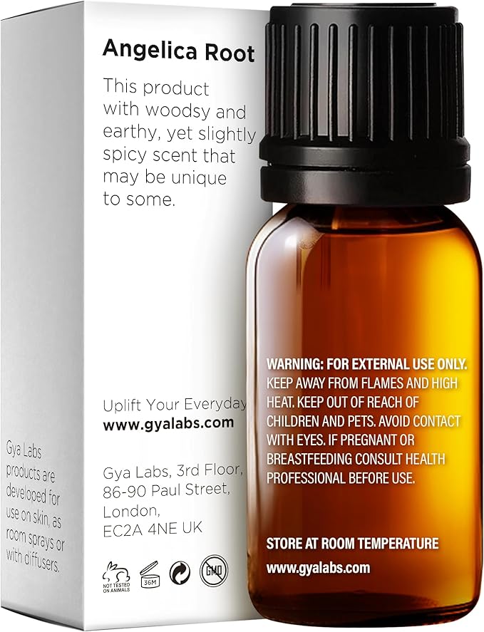 Gya Labs Angelica Root Essential Oil - 0.34 Fl Oz - for Hair, Skin, Diffuser, Aromatherapy & DIY Candle Making Scent