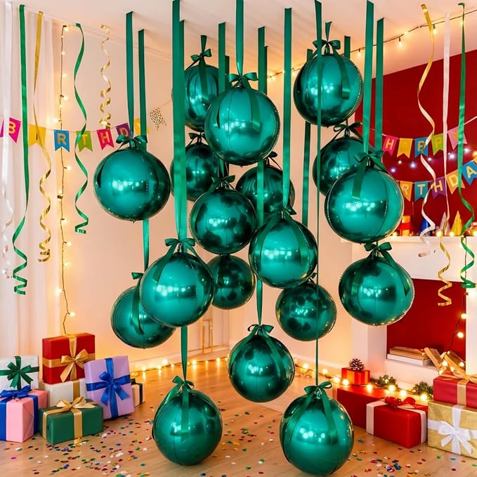 20 Pcs Vbs 2026 Metallic Green Foil Balloons Giant 22 Inch 4d Round Metallic - Image 7