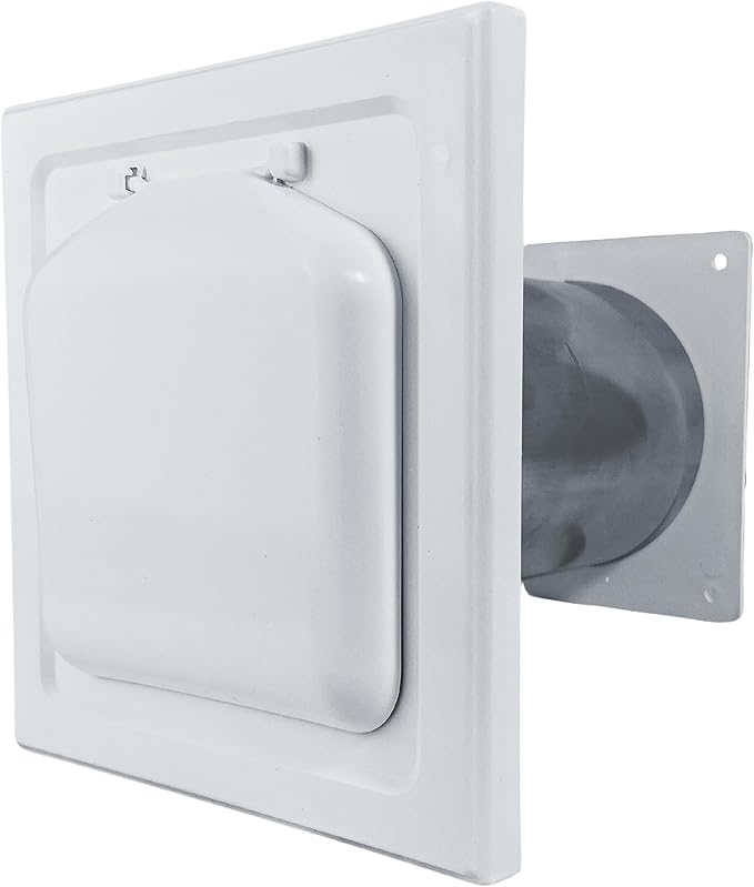 NO-PEST VENT, Exclusive Dual Door Dryer Vent Cover Outdoor 4 inch or Bathroom fan, Made in USA w Highest UV Resistant Plastic in any Outdoor Vent Cover (White, 4 inch With 12" Duct Tube)