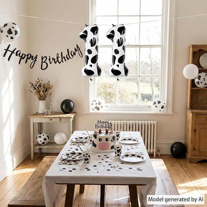 40 Inch Cow Print Number 11 Balloon, Giant Black and White Foil Number Balloons - Image 7