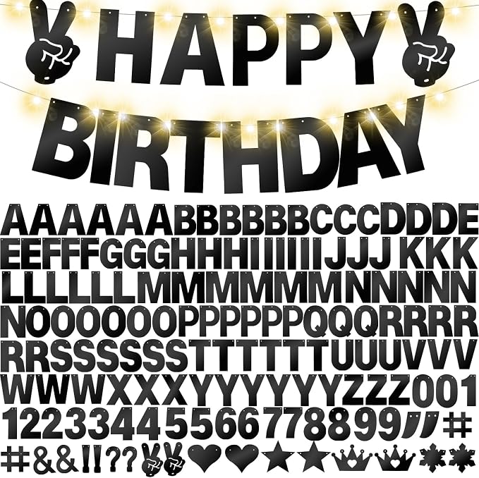 175Pcs DIY Glitter Customizable Banner Kit Happy Birthday Custom Letters Banner - Image 5