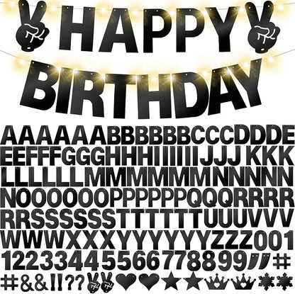 175Pcs DIY Glitter Customizable Banner Kit Happy Birthday Custom Letters Banner - Image 5