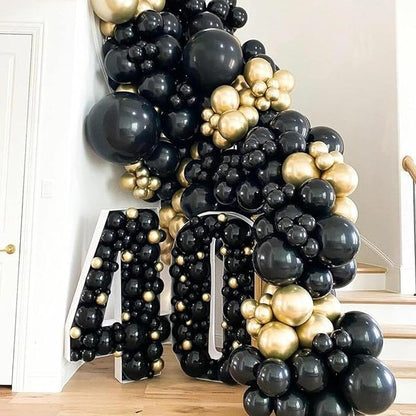 PartyWoo Black Gold Balloon Arch Kit 140pcs Gold Black Balloons | - Image 6