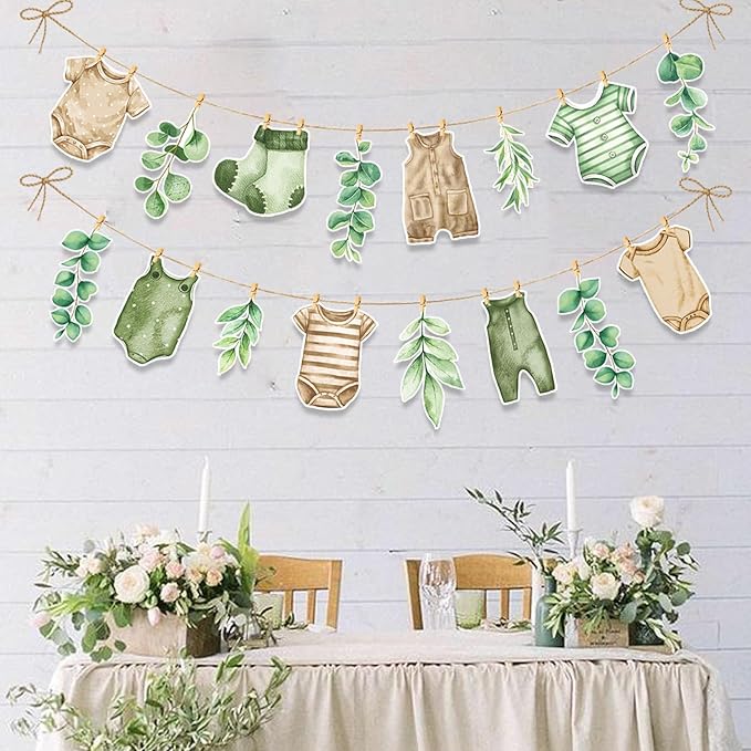 Greenery Baby Shower Decorations Sage Green Baby Shower Banner Oh Baby Party - Image 6