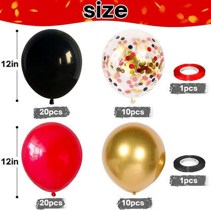 Red and Black Balloon, 60 Packs 12 Inch Red Black and Gold Balloon - Image 2