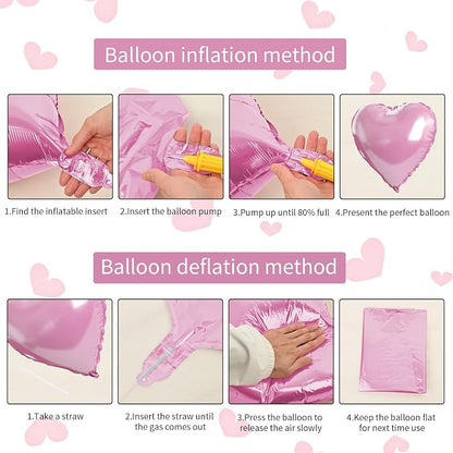 Pink White Agate Heart Shape Balloons - Image 3
