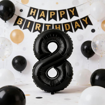 10 Pcs Black Number 0-9 Balloons 16 Inch Number Mylar Foil Balloons Custom - Image 5