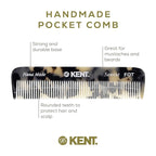 Kent FOT TW Fine Tooth Comb for Men - Handmade Pocket Comb for Travel, Styling, Fine or Thinning Hair, Mustache and Beard Care Handpolished Saw-Cut Made in England