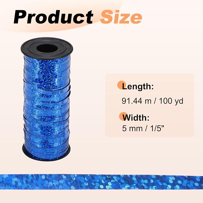 PATIKIL Glitter Curling Ribbon 100yds x 1/5" Plastic Balloon String Ribbon | - Image 2