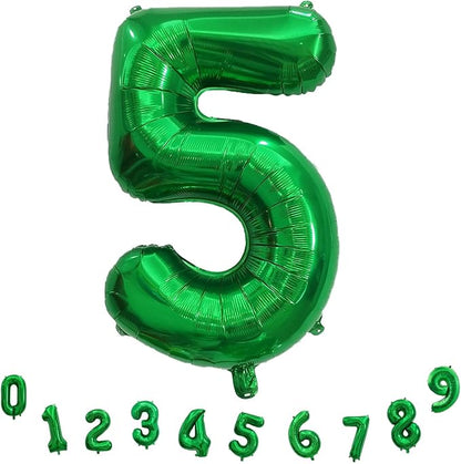 40 Inch Dark Green 5 Number Balloons, Large Foil Self Inflating 5th Birthday - Image 9