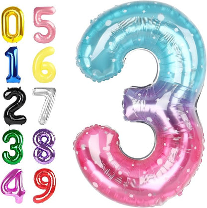 Number Balloons 40 Inch Pink Blue Purple 2 Balloon by Argthjy