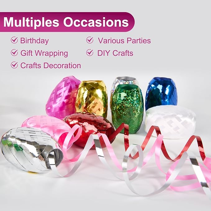 24 Rolls Curling Ribbon Balloon Curling Ribbons Set, 3/16 Inch x 22 Yards - Image 3