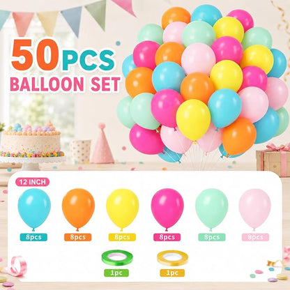 Rainbow Balloons, 12 Inch 50pcs Multicolor Rainbow Balloon Teal Blue Green - Image 3
