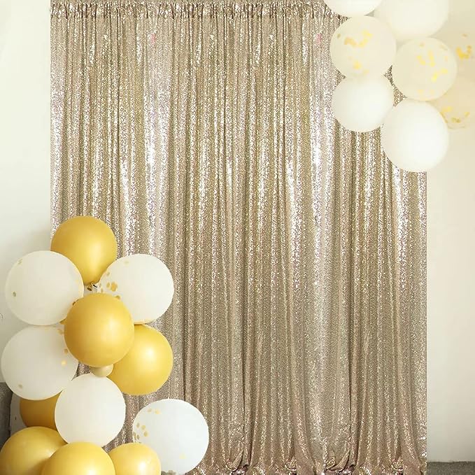Champagne Gold Sequin Backdrop for Party 10FTx10FT | 1 Panel, Sparkly - Image 3