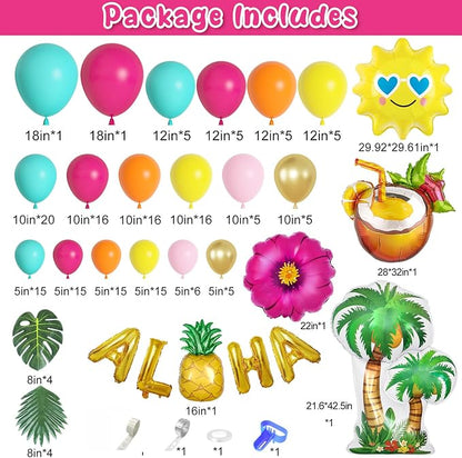 189Pcs Tropical Balloons Arch Garland Kit, Summer Party Decor | Hawaiian Party - Image 2