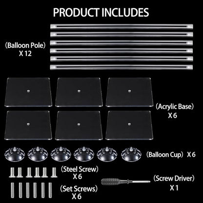 6 Pack 24 Inch Reusable Acrylic Balloon Stand Kit-Heavy Duty, Adjustable Height - Image 6