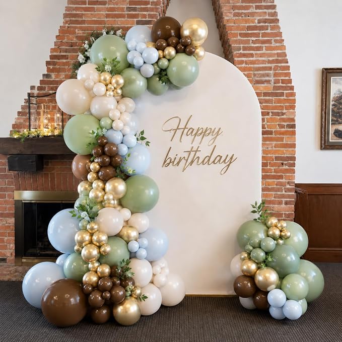 Sage Green Blue Brown Balloons, 12 Inch Dinosaur Theme Dusty Blue Green Dark - Image 7