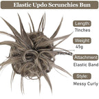 HMD Tousled Updo Messy Bun Hair Piece Hair Extension Ponytail With Elastic Rubber Band Updo Bun Synthetic Hairpieces for Women