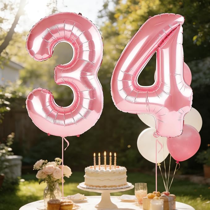40 Inch Number 34 Balloons for 34th Birthday Party Decorations, 0-100 Jewelry - Image 3