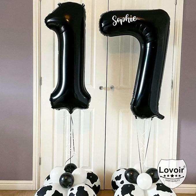Black 18 Number Balloons, 40 Inch Giant Number 18 Balloons Foil Mylar Helium - Image 6