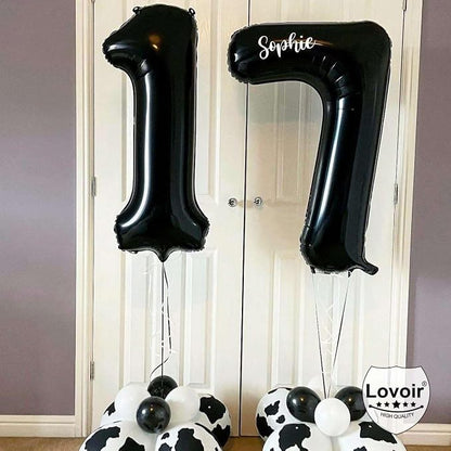 Black 18 Number Balloons, 40 Inch Giant Number 18 Balloons Foil Mylar Helium - Image 6