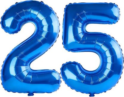 40 Inch Number 25 Balloons for 25th Birthday Party Decorations, 0-100 Dark Blue by FOBELEC
