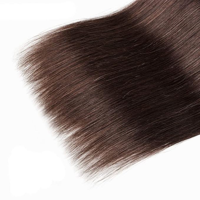 Color 4 Straight Bundles Human Hair Chocolate Brown Bundle Niegmeag Brazilian Virgin Remy Hair 3 Bundles 16 18 20 Inch Double Weft Brown Straight Bundle Hair Weave 150g