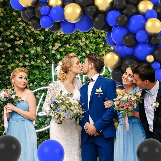 Blue Black Gold Balloon Garland Arch Kit - Image 3