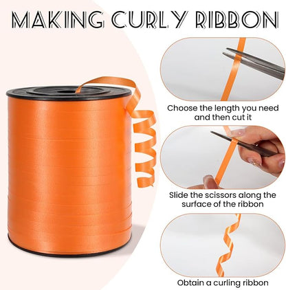 500 Yards Orange Curling Ribbon, 1/5 Inch Wide Balloons String Ribbons - Image 3