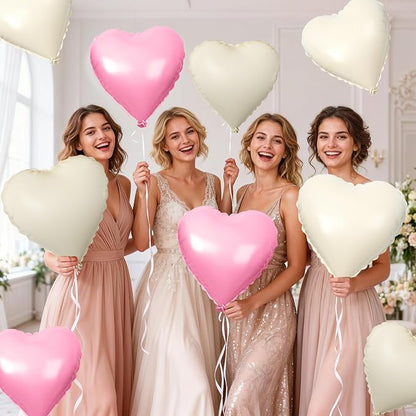 Pink Cream Beige Heart Balloons, Apricot Helium Balloon - Image 8