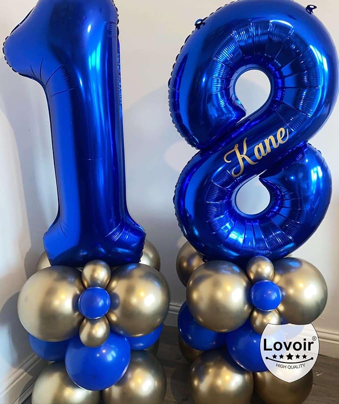Navy Blue 18 Number Balloons, 40 Inch Giant Number 18 Balloons Foil Mylar - Image 3