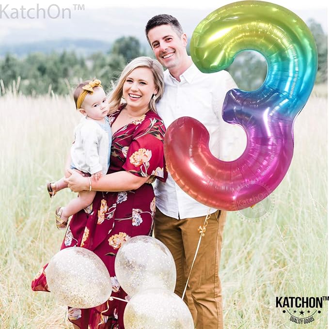 KatchOn, Giant Jelly Rainbow Number 3 Balloon - Image 7