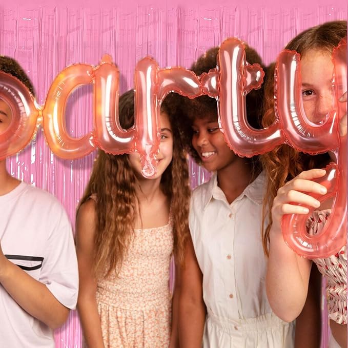 5 Pack Foil Curtain Pink Backdrop Streamers Metallic Tinsel Fringe Curtains - Image 5
