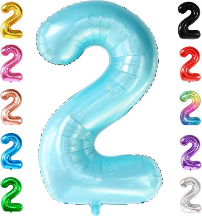 KatchOn Light Blue Number 2 Balloon 40 Inch | Light Blue 2 Balloon Number by KatchOn