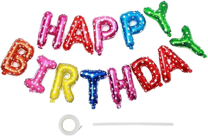 16" Happy Birthday Foil Letter Balloons Banner Set | Alphabet Balloons by EHCBHG