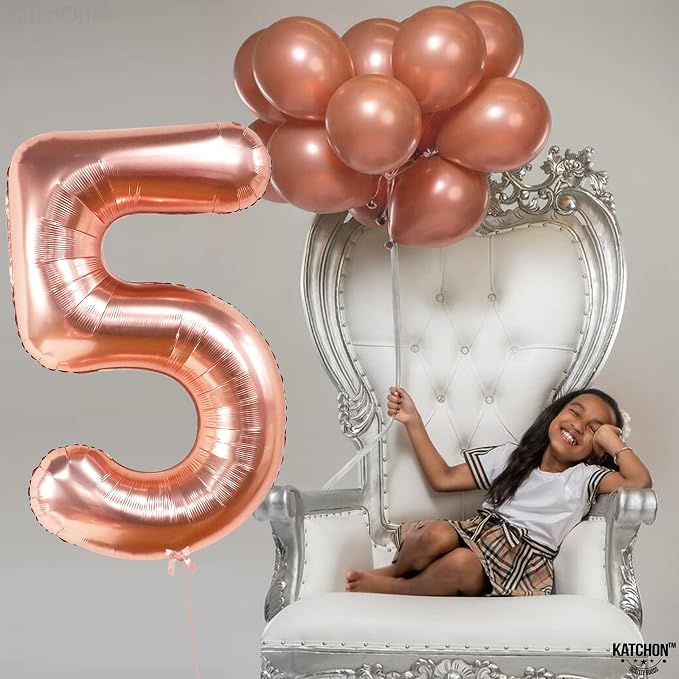 KatchOn, Rose Gold Number 5 Balloon - Image 3