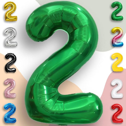 Green Number Balloon 2 Mylar Foil Balloons 32 inch - Image 3