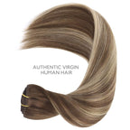 WENNALIFE Clip in Hair Extensions Real Human Hair, 24 Inch 120g 7pcs Balayage Chocolate Brown to Honey Blonde Hair Extensions Clip in Human Hair Remy Clip in Hair Extensions Real Human Hair