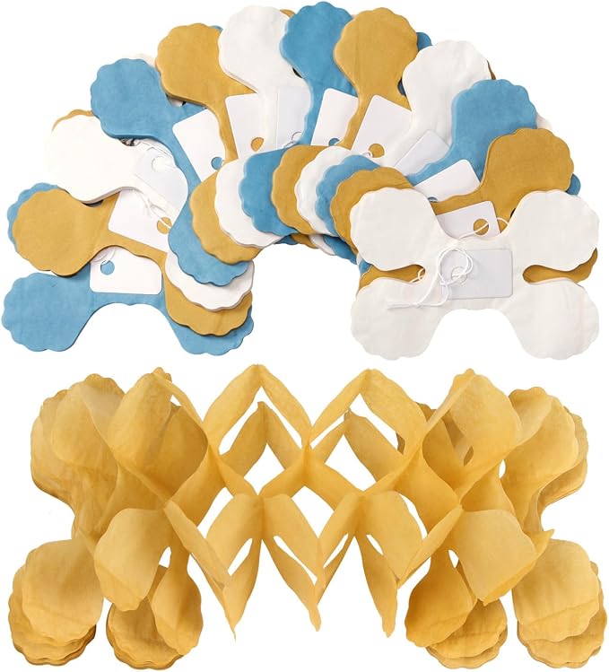 Light-Dusty Blue Beige-Gold Party Decorations - Image 3
