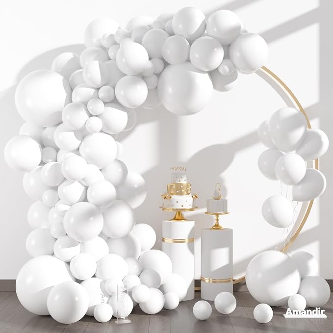 Amandir 153pcs White Balloons Arch Garland Kit Different Sizes | 18 12 10 5 - Image 2