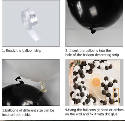 White Black Balloon Garland Arch Kit, 120 Pack Matte Latex Black White Balloons - Image 3