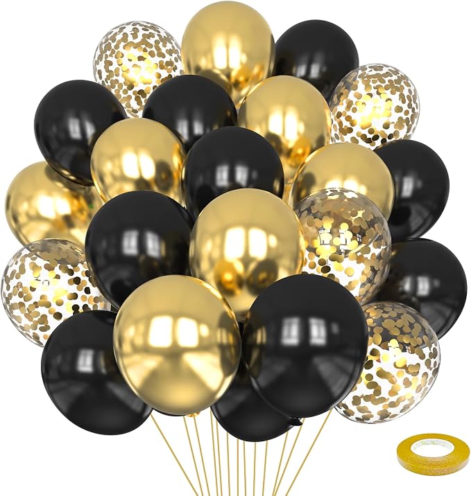 Black and Gold Balloons by Mobacurty