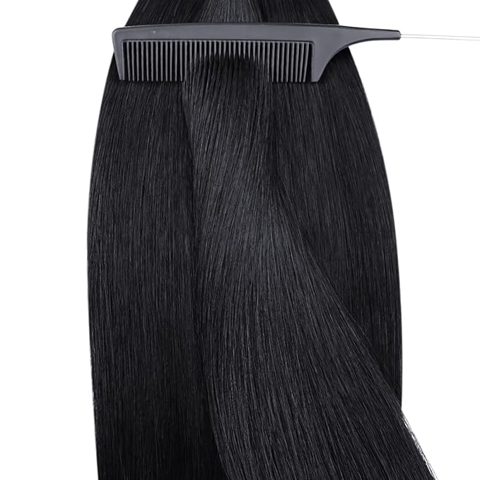YoungSee Nano Ring Hair Extensions Black Nano Hair Extensions Human Hair Black Nanobead Hair Extension Human Hair 14 Inch Nano-Tips Hair Extension Remy Hair 1g/s 50g