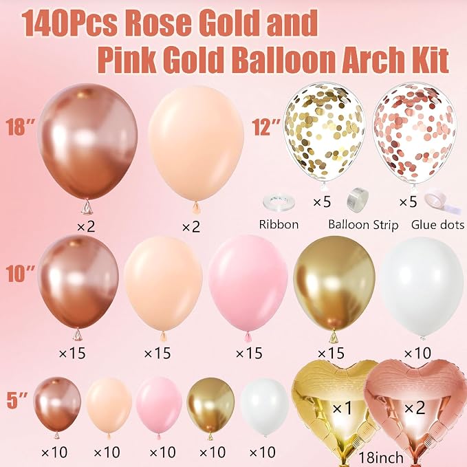 Rose Gold Balloon Garland Arch Kit - Image 2